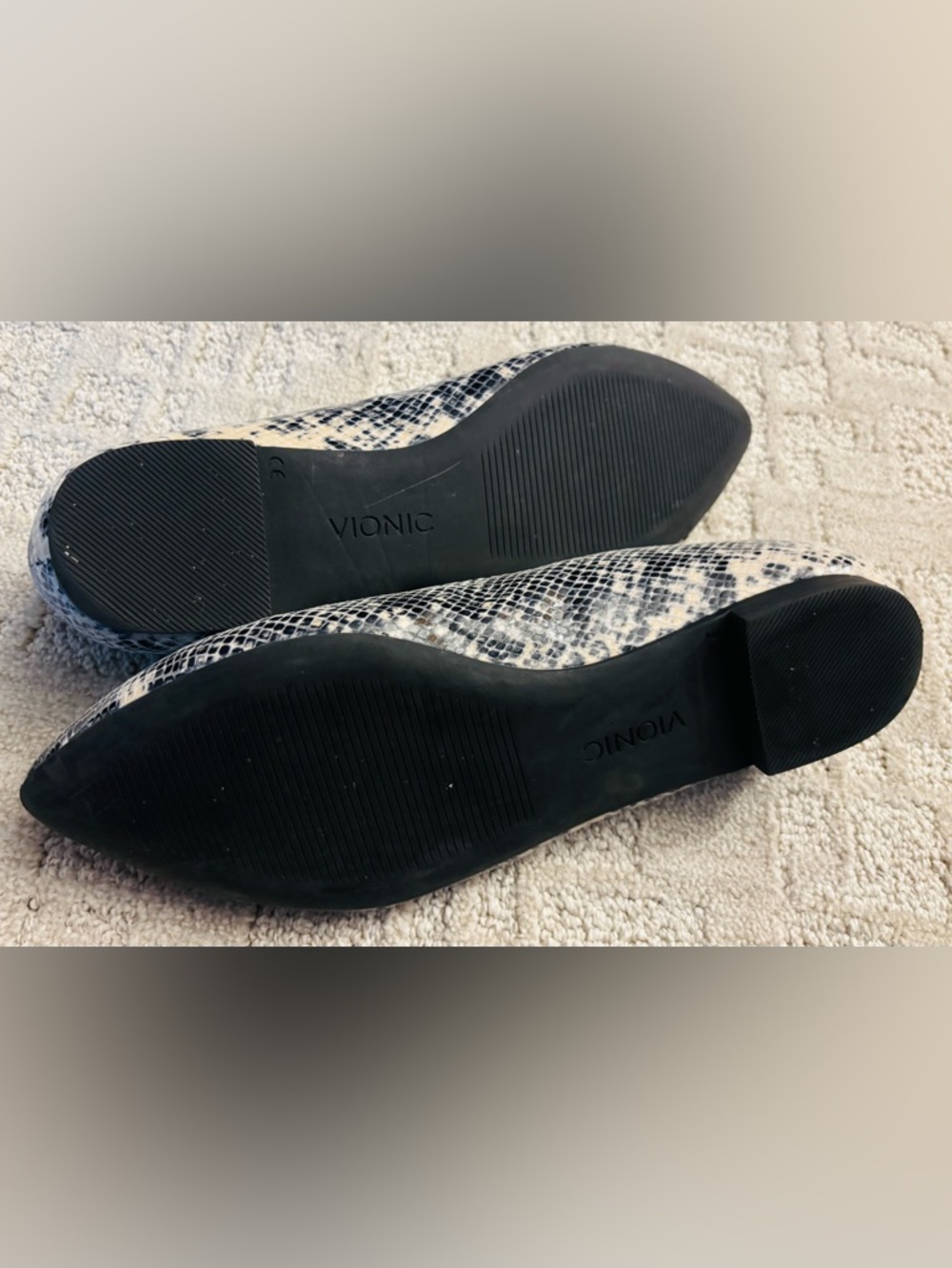 Vionic Caballo Ballet Flats in a Natural Leather Snake Print - Picture 3 of 9